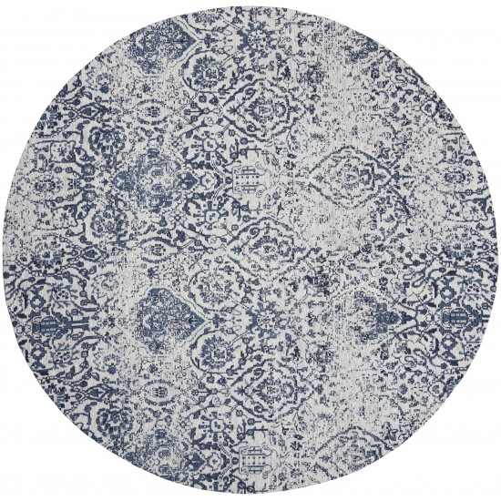 Nourison Damask DAS06 Area Rug, Ivory/Navy, 6' x Round