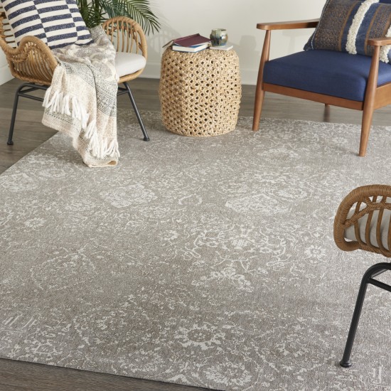 Nourison Damask DAS06 Area Rug, Light Grey, 6' x 9'