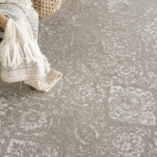 Nourison Damask DAS06 Area Rug, Light Grey, 6' x 9'