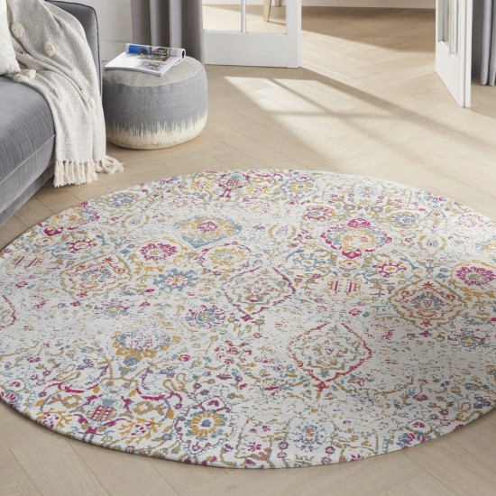 Nourison Damask DAS06 Area Rug, Multicolor, 4' x Round