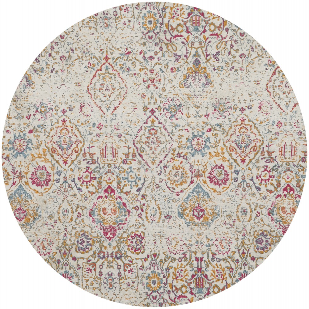 Nourison Damask DAS06 Area Rug, Multicolor, 6' x Round Nourison Damask DAS06 Area Rug, Multicolor, 6' x Round