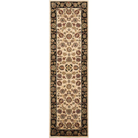 Nourison Delano DEL01 Runner Rug, Ivory/Black, 2'2" x 7'6"