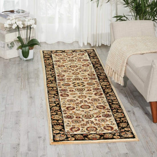 Nourison Delano DEL01 Runner Rug, Ivory/Black, 2'2" x 7'6"