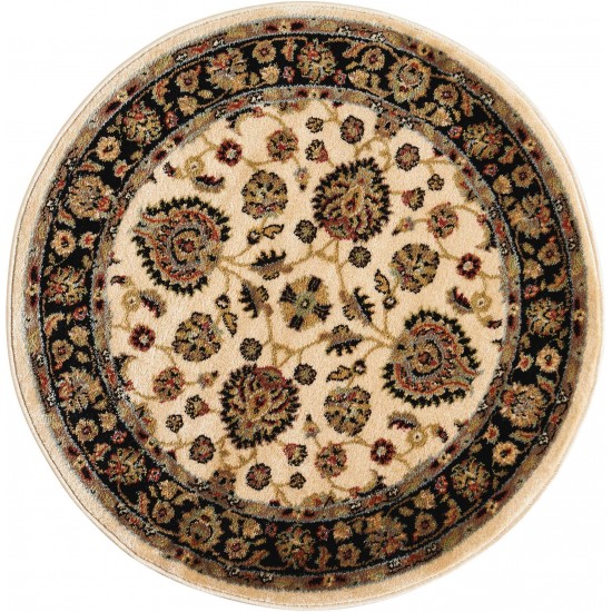 Nourison Delano DEL01 Area Rug, Ivory/Black, 3'4" x Round