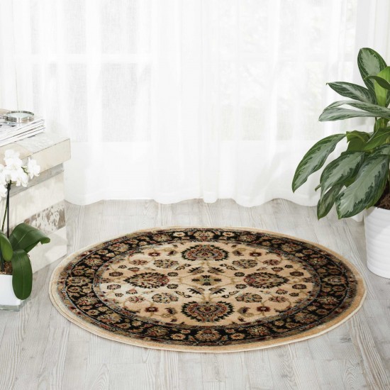 Nourison Delano DEL01 Area Rug, Ivory/Black, 3'4" x Round