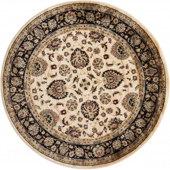 Nourison Delano DEL01 Area Rug, Ivory/Black, 5'3" x Round