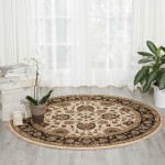 Nourison Delano DEL01 Area Rug, Ivory/Black, 5'3" x Round