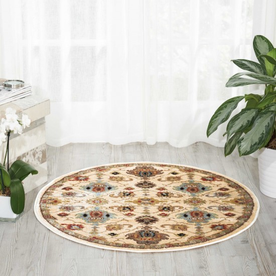 Nourison Delano DEL02 Area Rug, Ivory, 3'4" x Round