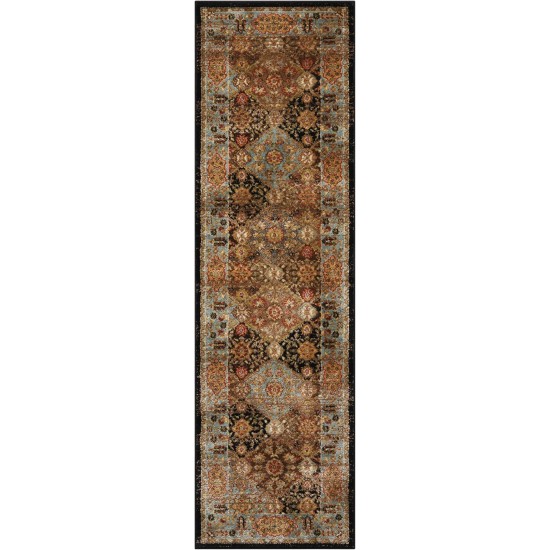 Nourison Delano DEL03 Runner Rug, Black/Blue, 2'2" x 7'6"