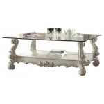 ACME Versailles Coffee Table, Bone White & Clear Glass