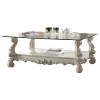 ACME Versailles Coffee Table, Bone White & Clear Glass