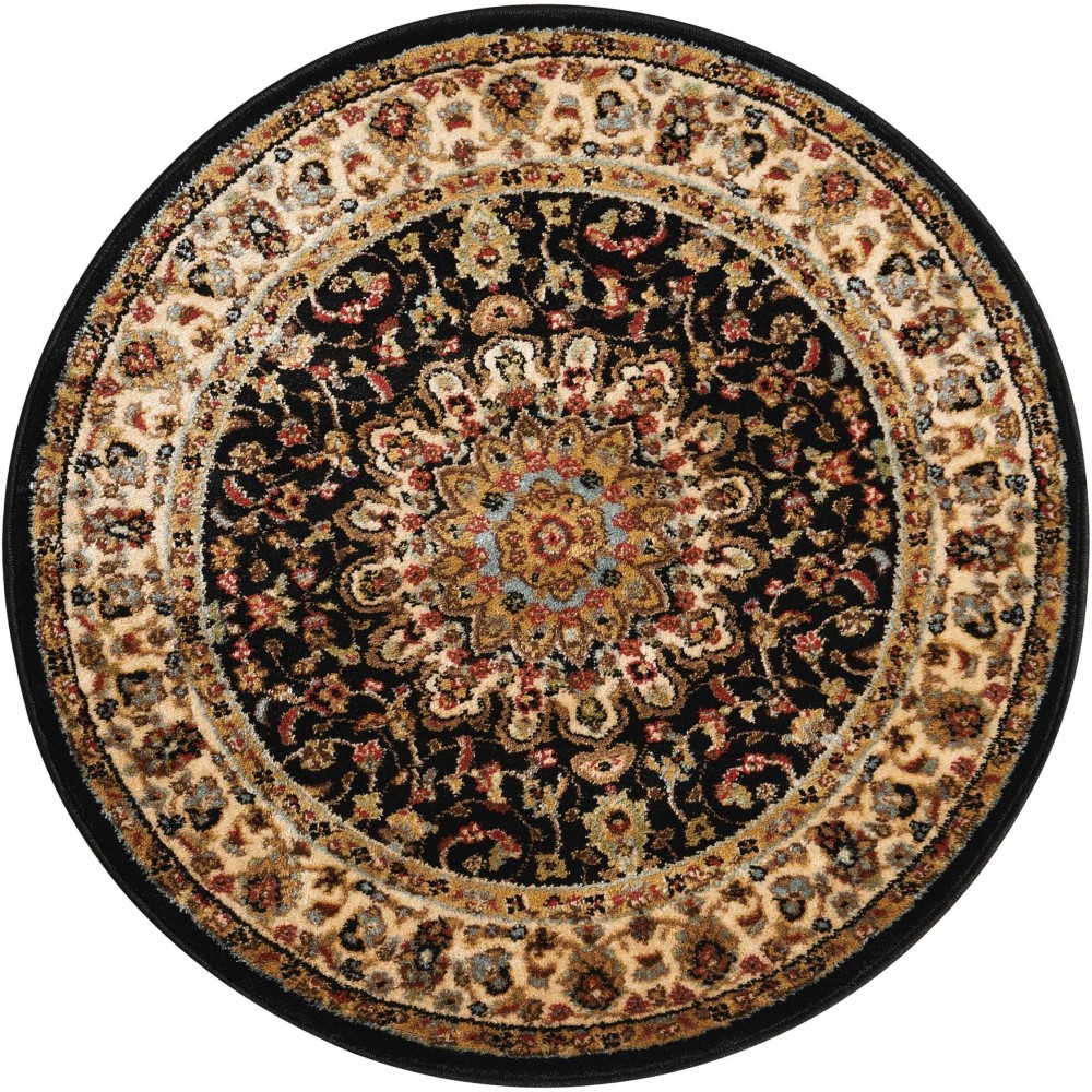 Nourison Delano DEL04 Area Rug, Black, 3'4" x Round