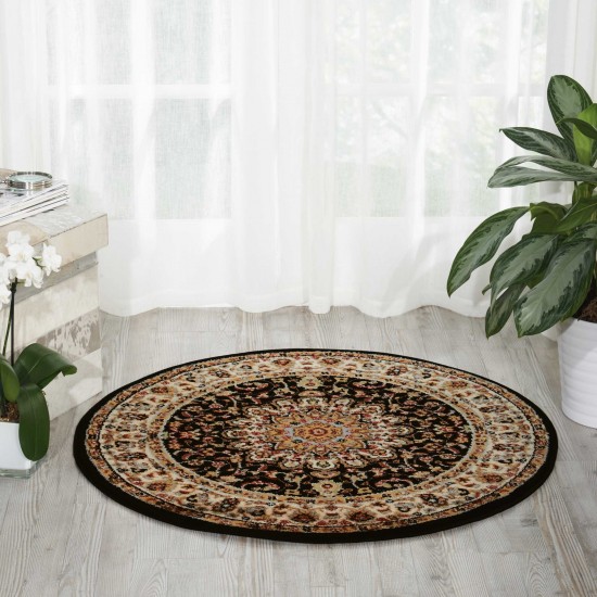 Nourison Delano DEL04 Area Rug, Black, 3'4" x Round