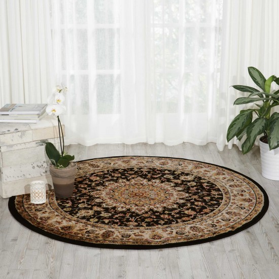 Nourison Delano DEL04 Area Rug, Black, 5'3" x Round