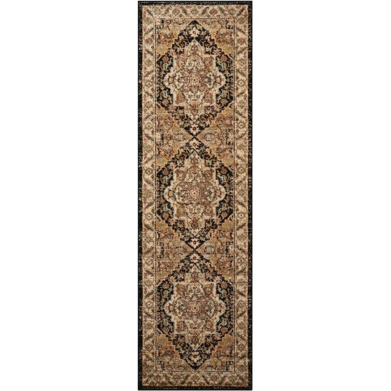 Nourison Delano DEL05 Runner Rug, Black, 2'2" x 7'6"