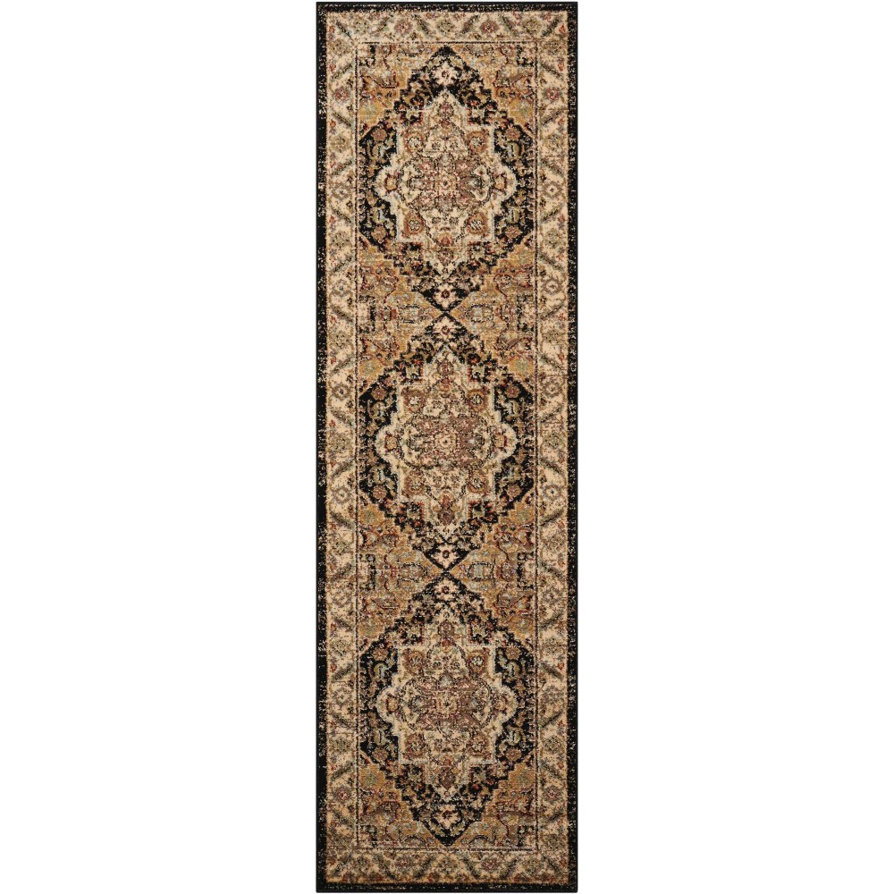 Nourison Delano DEL05 Runner Rug, Black, 2'2" x 7'6"