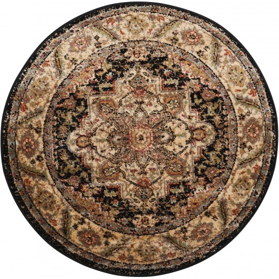 Nourison Delano DEL05 Area Rug, Black, 3'4" x Round