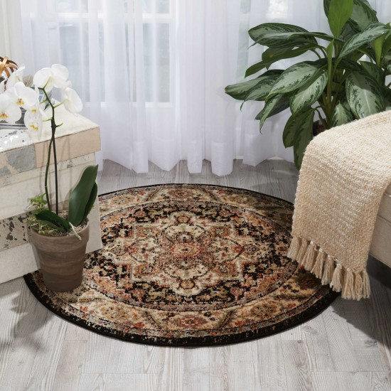 Nourison Delano DEL05 Area Rug, Black, 3'4" x Round