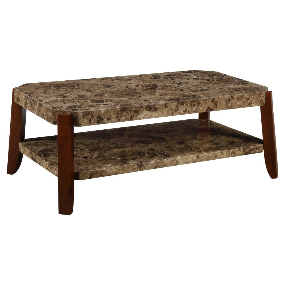 ACME Dacia Coffee Table, Faux Marble & Brown