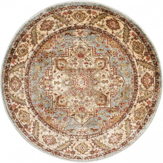 Nourison Delano DEL05 Area Rug, Blue, 3'4" x Round