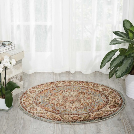 Nourison Delano DEL05 Area Rug, Blue, 3'4" x Round