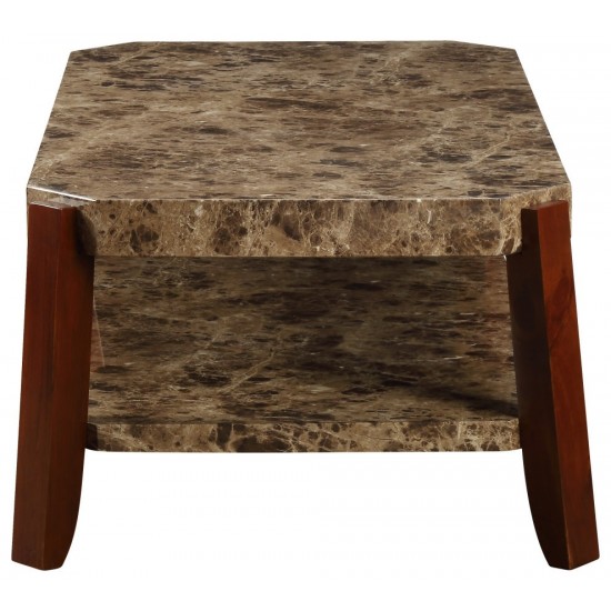 ACME Dacia Coffee Table, Faux Marble & Brown