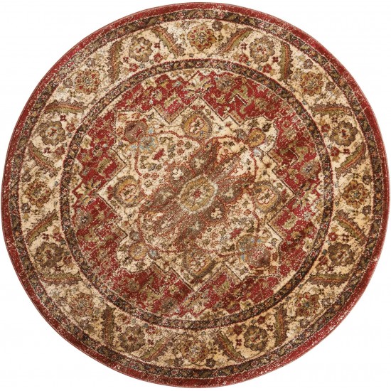 Nourison Delano DEL05 Area Rug, Brick, 5'3" x Round