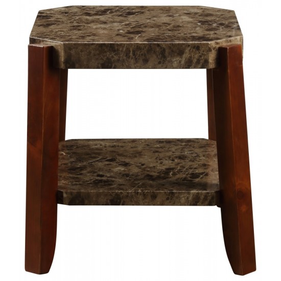 ACME Dacia End Table, Faux Marble & Brown