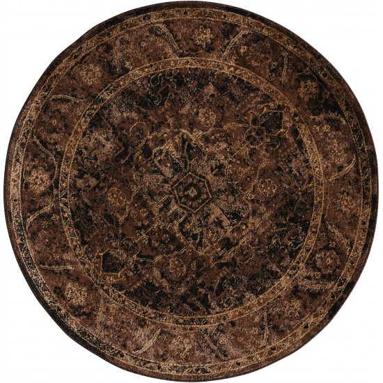 Nourison Delano DEL07 Area Rug, Espresso, 5'3" x Round