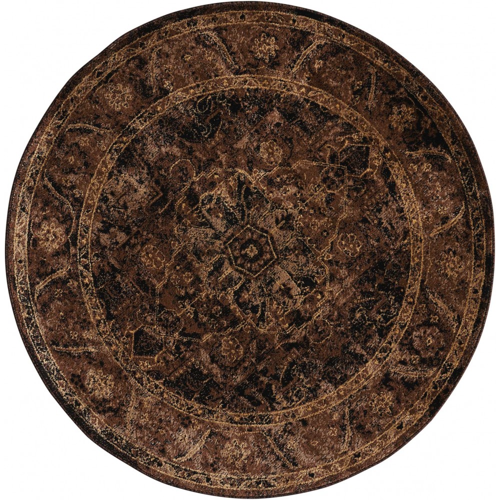 Nourison Delano DEL07 Area Rug, Espresso, 5'3" x Round