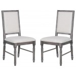 ACME Leventis Side Chair (Set-2), Cream Linen & Weathered Gray