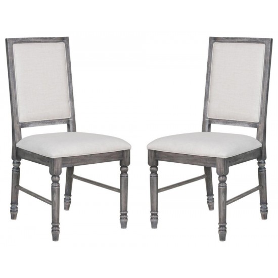 ACME Leventis Side Chair (Set-2), Cream Linen & Weathered Gray