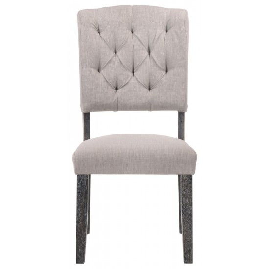 ACME Bernard Side Chair (Set-2), Fabric & Weathered Gray Oak (2Pc/1Ctn)