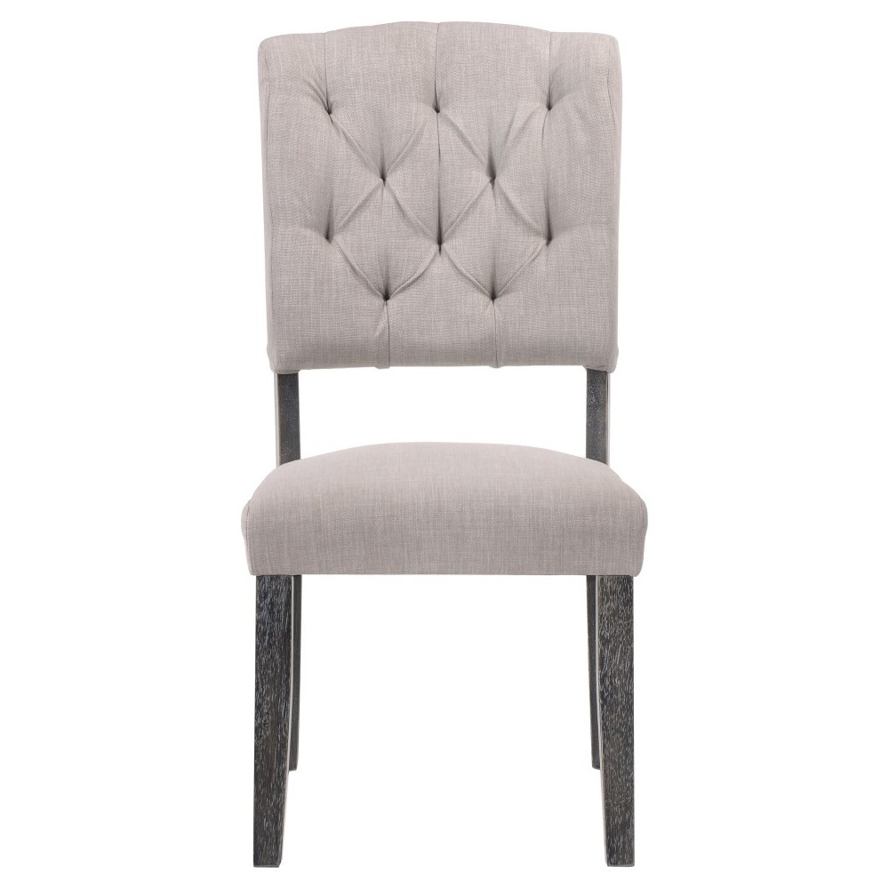 ACME Bernard Side Chair (Set-2), Fabric & Weathered Gray Oak (2Pc/1Ctn)