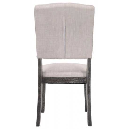 ACME Bernard Side Chair (Set-2), Fabric & Weathered Gray Oak (2Pc/1Ctn)