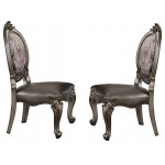 ACME Versailles Side Chair (Set-2), Silver PU & Antique Platinum