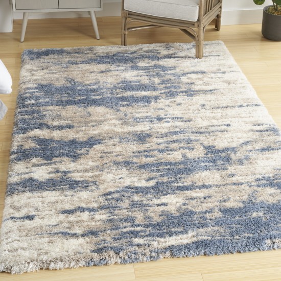 Nourison Dreamy Shag DRS10 Area Rug, Light Blue/Grey, 4' x 6'