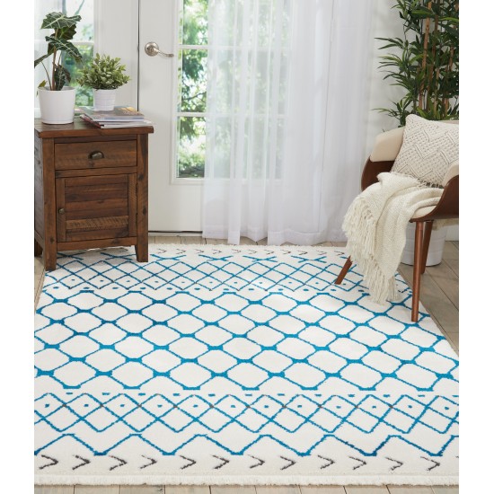 Nourison Kamala DS500 Area Rug, White/Blue, 5'3" x 7'3"