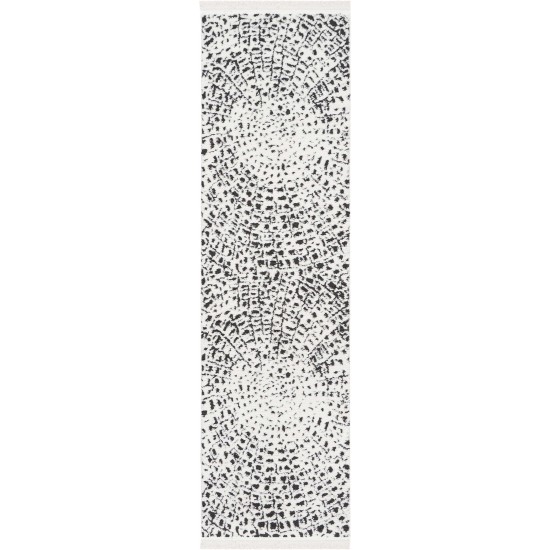 Nourison Kamala DS502 Runner Rug, White/Black, 2'2" x 7'6"