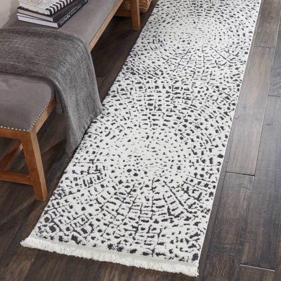 Nourison Kamala DS502 Runner Rug, White/Black, 2'2" x 7'6"