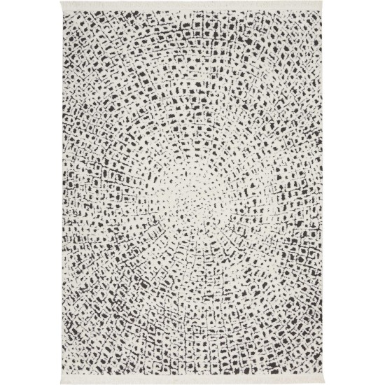 Nourison Kamala DS502 Area Rug, White/Black, 5'3" x 7'3"