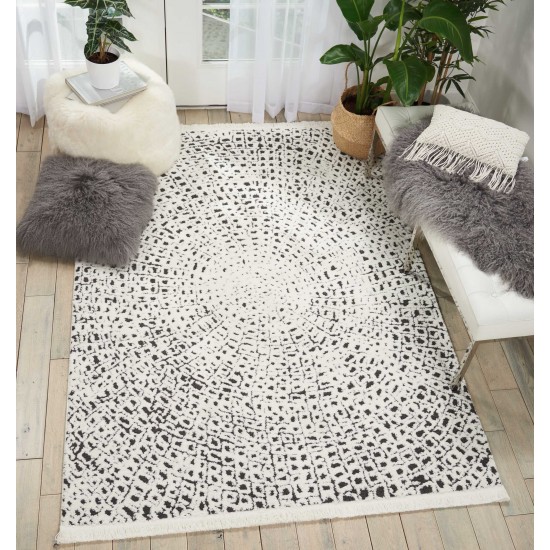 Nourison Kamala DS502 Area Rug, White/Black, 5'3" x 7'3"