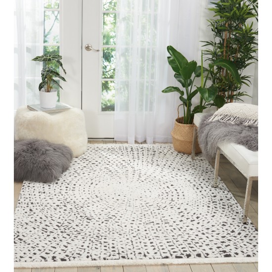 Nourison Kamala DS502 Area Rug, White/Black, 5'3" x 7'3"