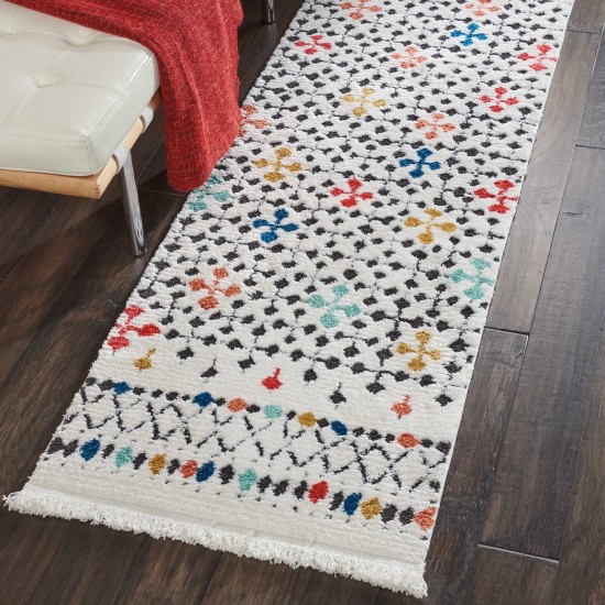 Nourison Kamala DS504 Runner Rug, White, 2'2" x 7'6"