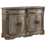 ACME Northville Server w/Wood Top, Antique Silver