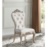 ACME Gorsedd Side Chair (Set-2), Cream Fabric & Antique White