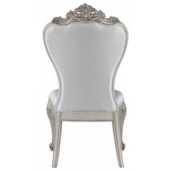 ACME Gorsedd Side Chair (Set-2), Cream Fabric & Antique White