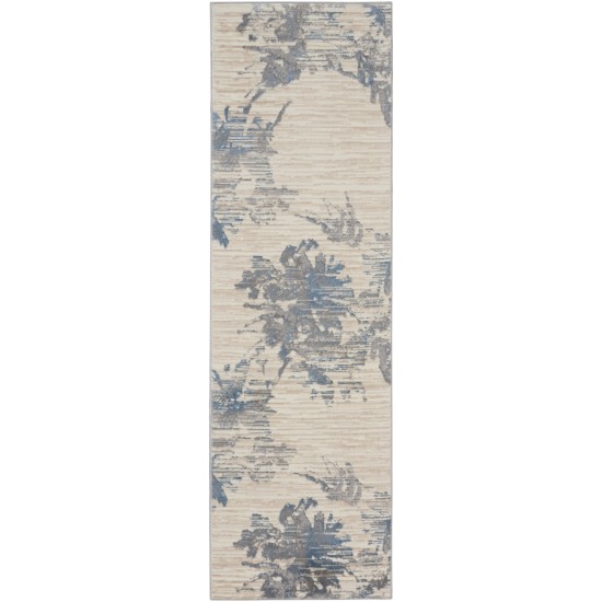 Calvin Klein Ck005 Enchanting ECH01 Runner Rug, Ivory/Grey/Blue, 2'3" x 7'3"