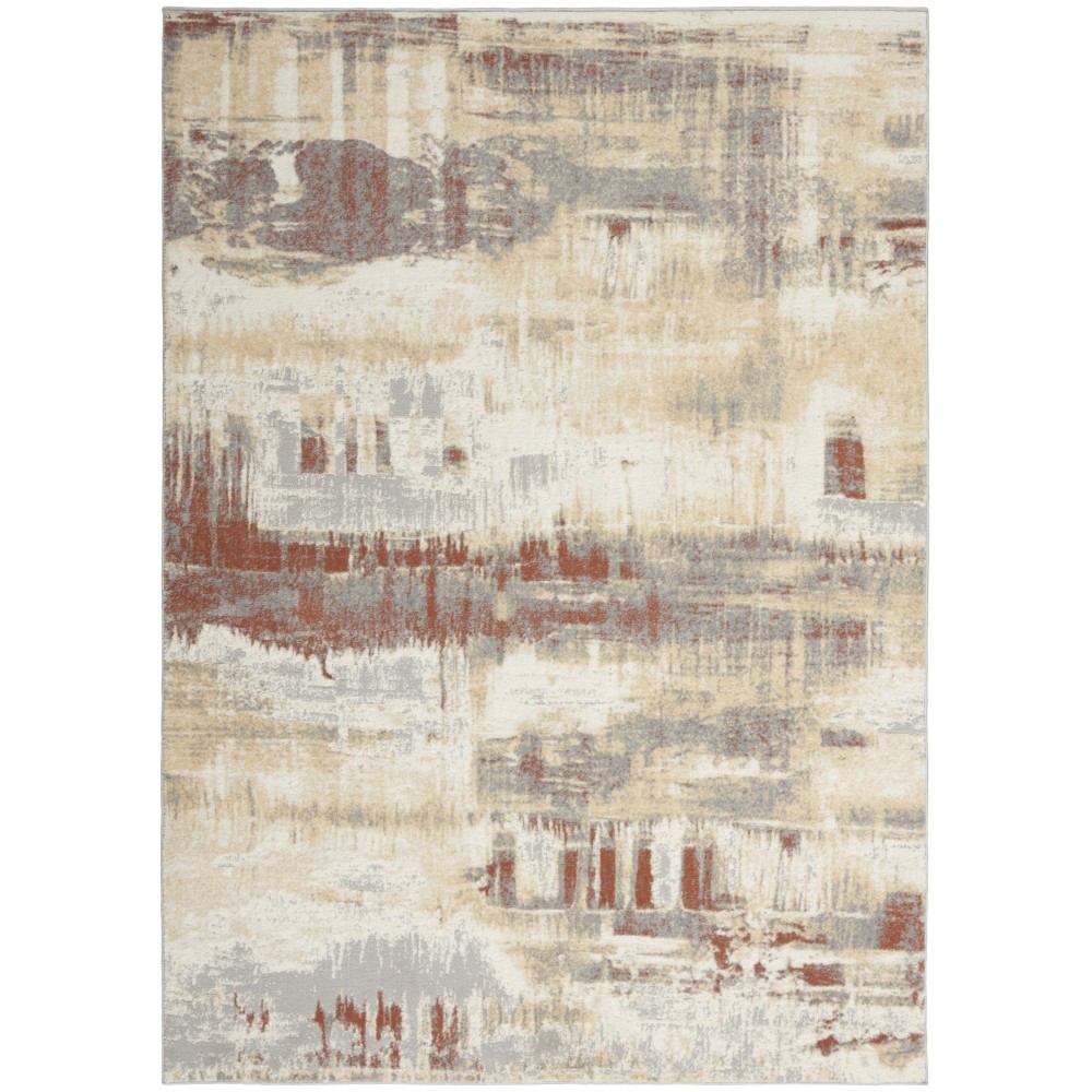 Calvin Klein Ck005 Enchanting ECH02 Area Rug, Grey/Rust, 5'3" x 7'3"