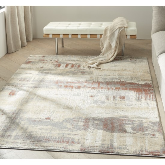 Calvin Klein Ck005 Enchanting ECH02 Area Rug, Grey/Rust, 5'3" x 7'3"